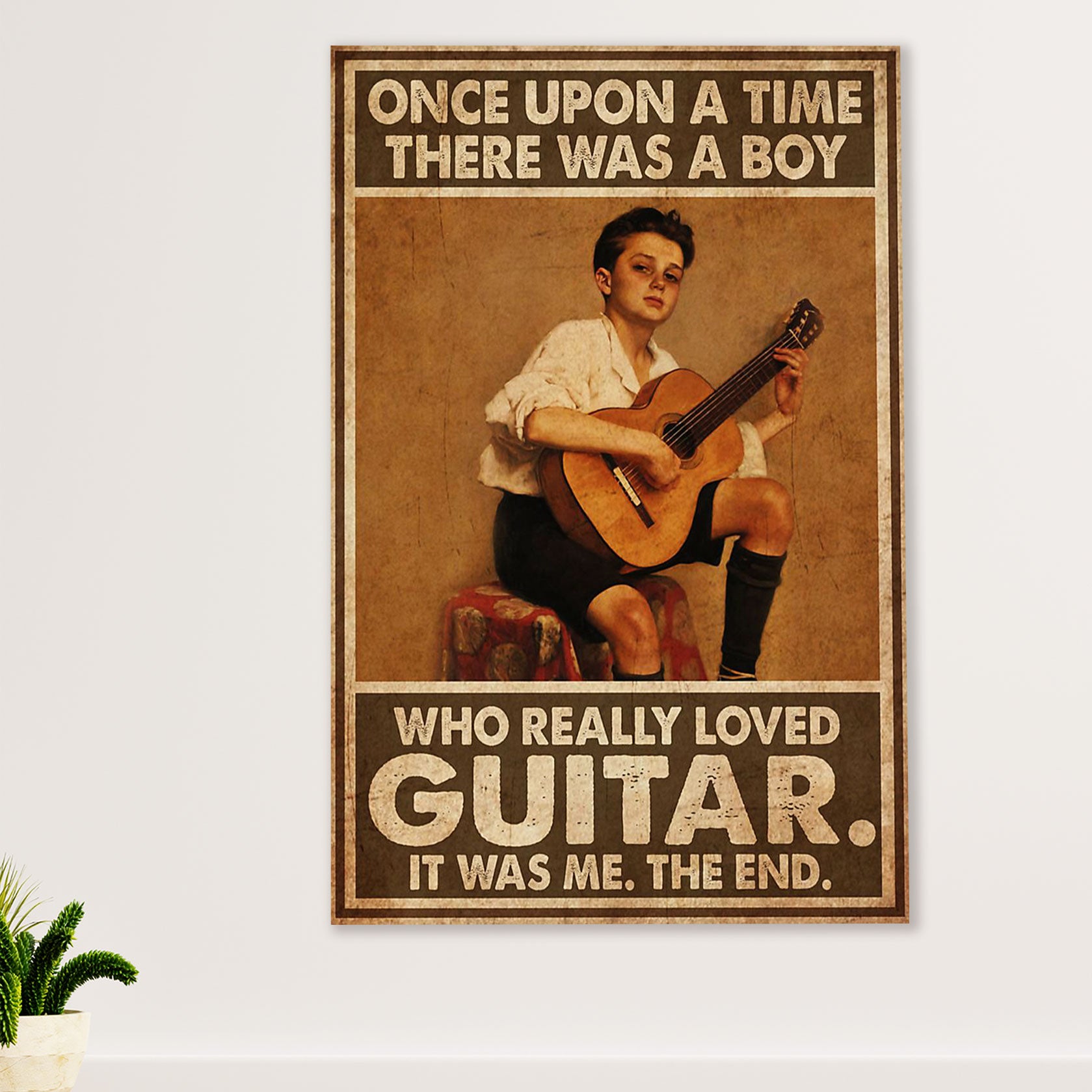 Music Guitar Canvas Wall Art Prints | Boy Loves Guitar | Home Décor Gift for Guitarist