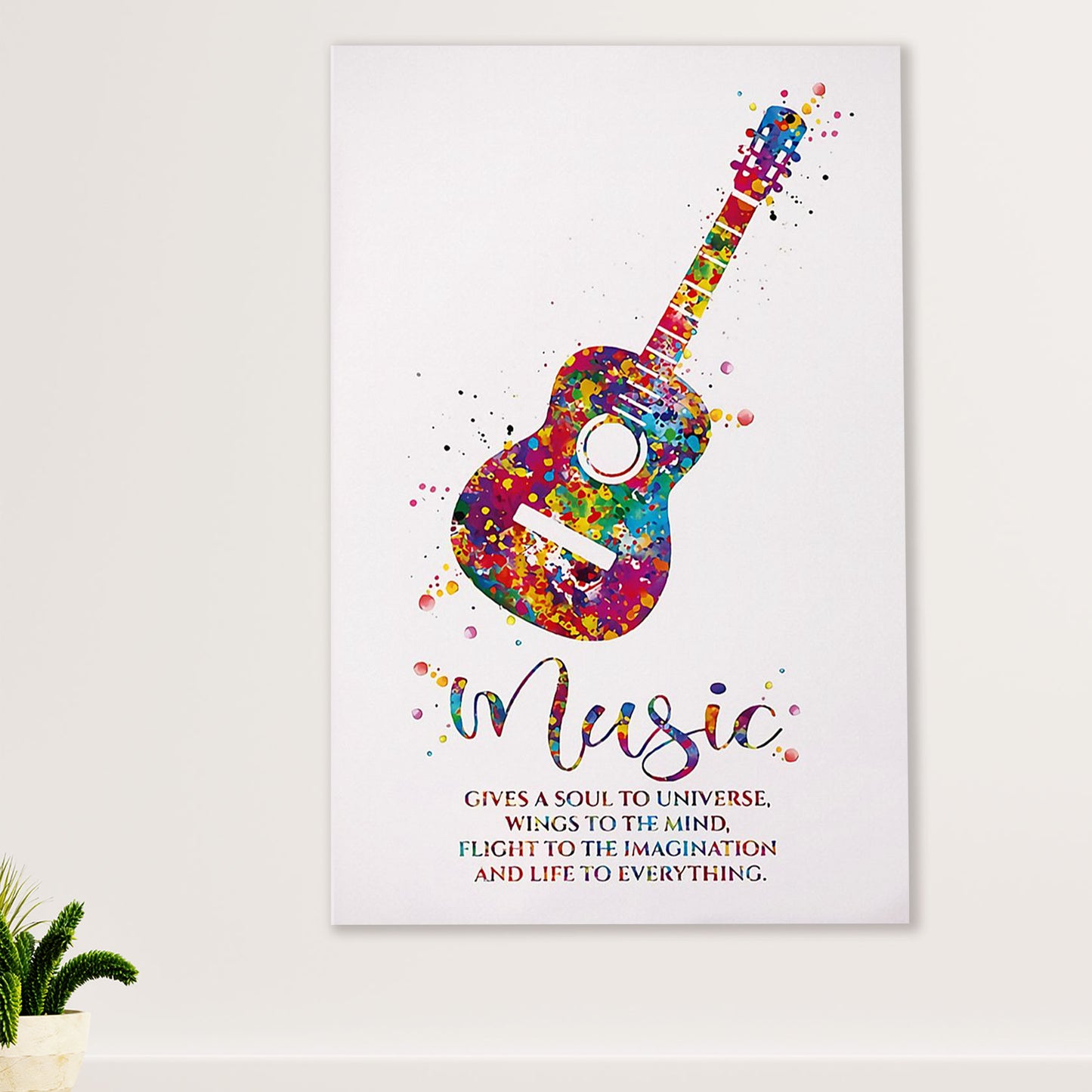 Music Guitar Canvas Wall Art Prints | Music Gives A Soul To Universe | Home Décor Gift for Guitarist