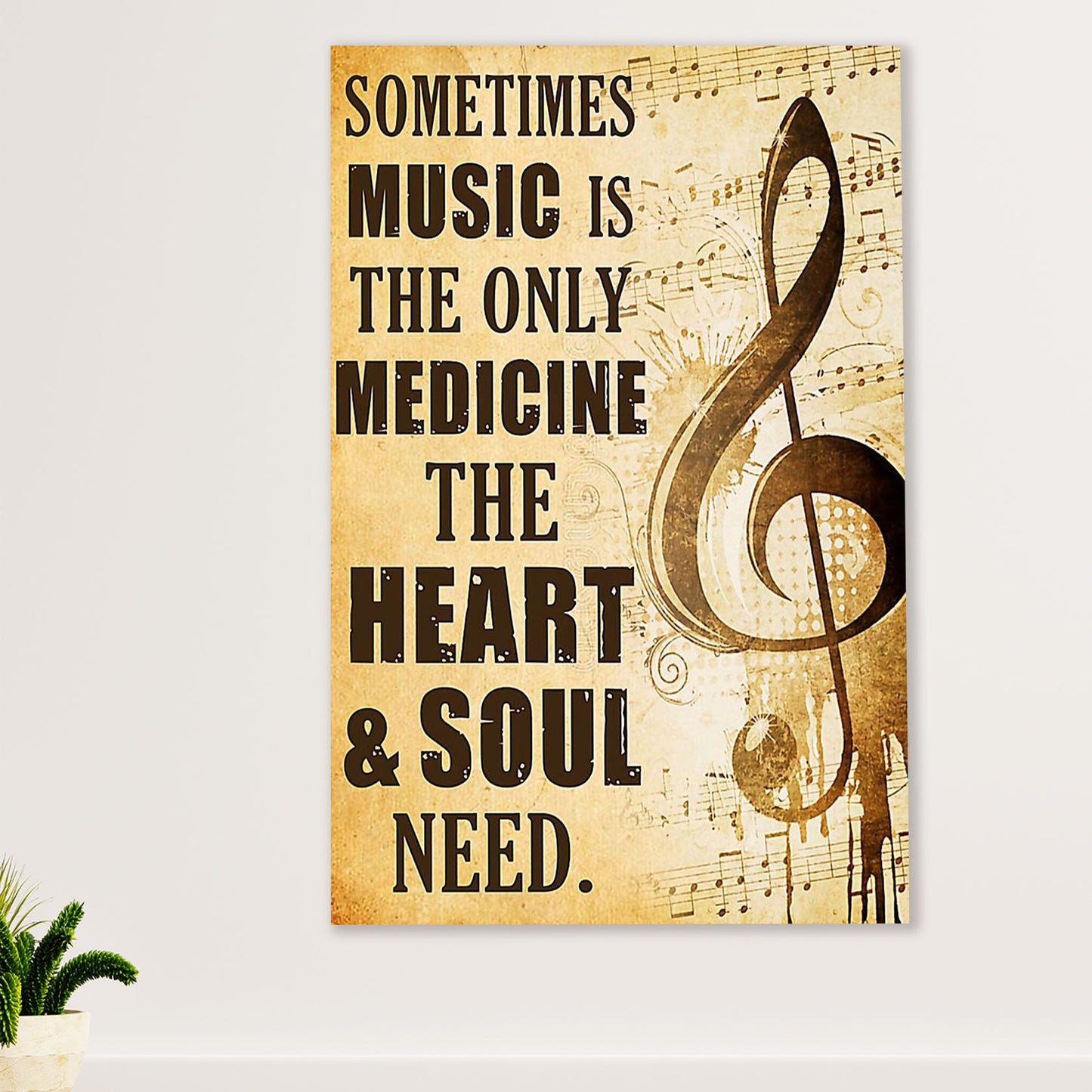 Music Guitar Canvas Wall Art Prints | Music Is The Only Medicine | Home Décor Gift for Guitarist