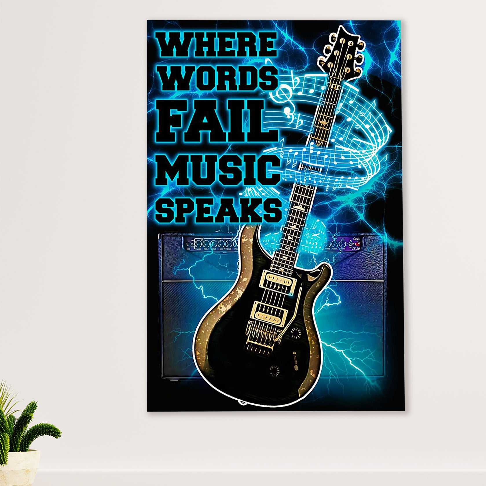 Music Guitar Canvas Wall Art Prints | Motivational Quotes Electric Guitar | Home Décor Gift for Guitarist