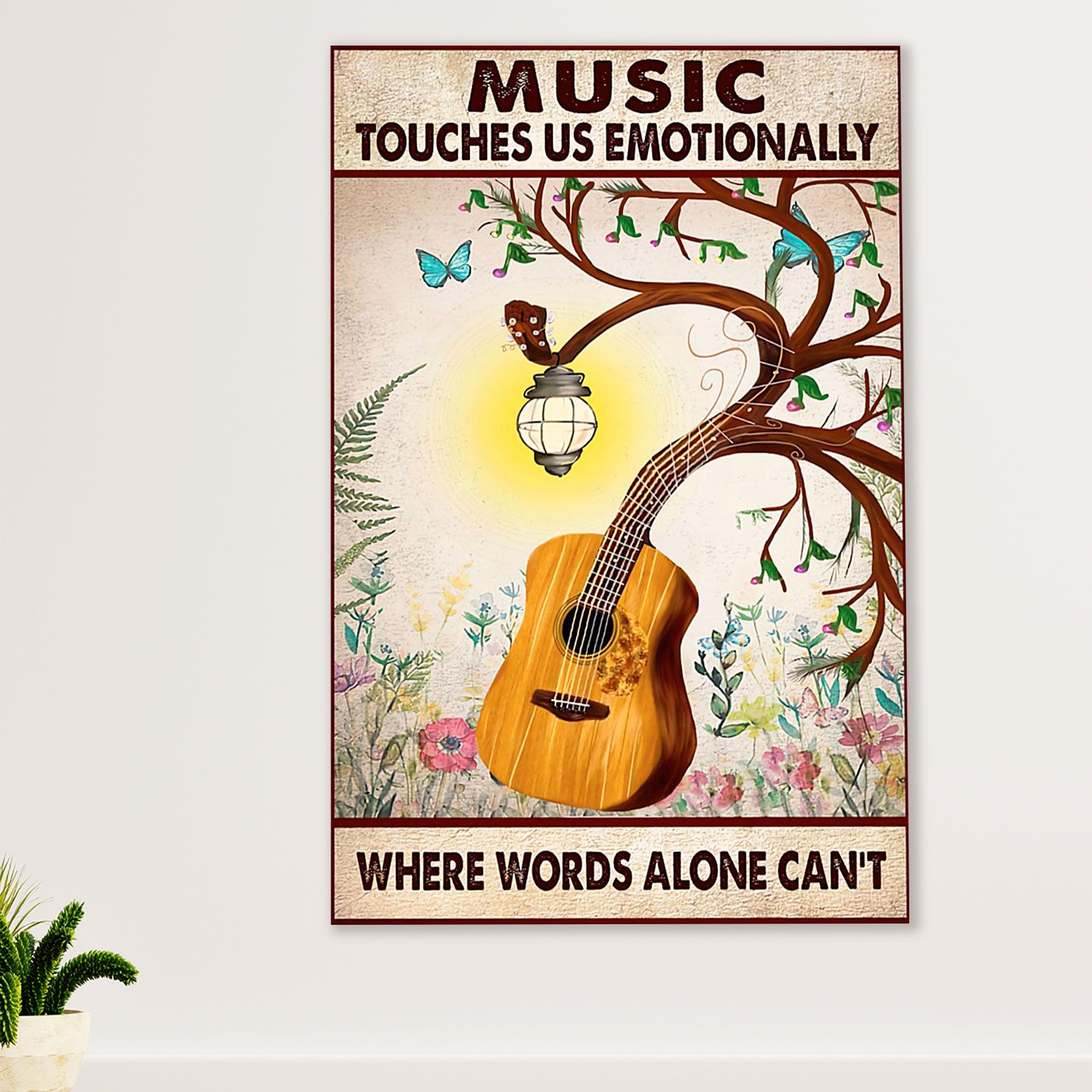 Music Guitar Poster Prints | Music Touches Us Emotionally | Wall Art Gift for Guitarist