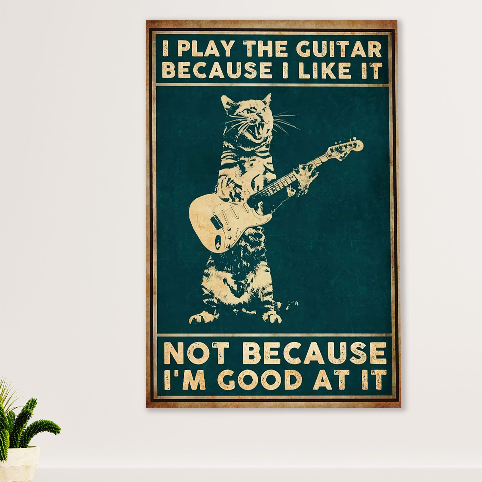 Music Guitar Canvas Wall Art Prints | Badass Quote Good At Guitar | Home Décor Gift for Guitarist