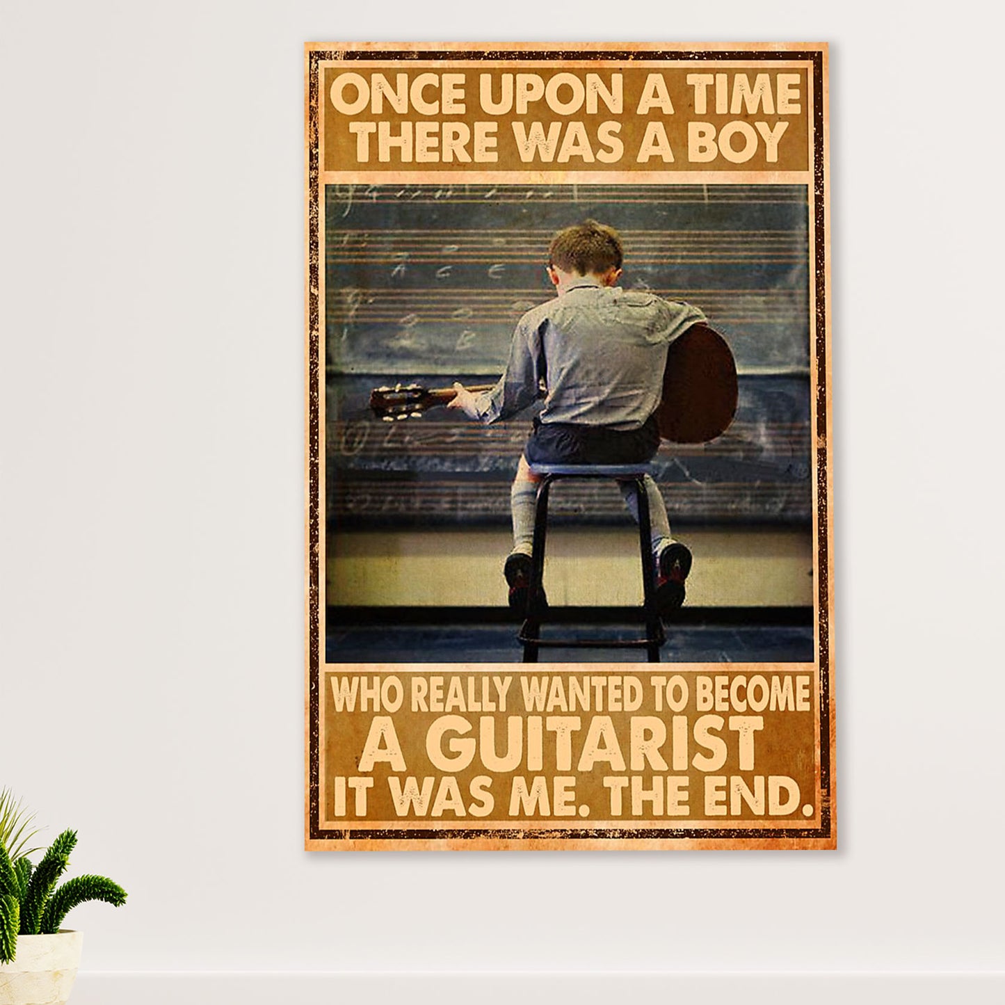 Music Guitar Poster Prints | Boy Wanted To Become A Guitarist | Wall Art Gift for Guitarist