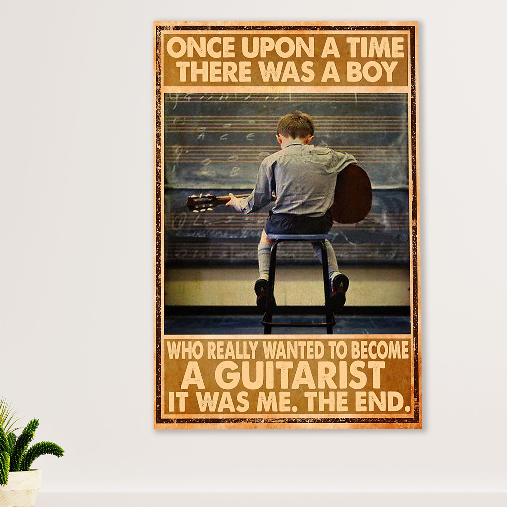 Music Guitar Poster Prints | Boy Wanted To Become A Guitarist | Wall Art Gift for Guitarist