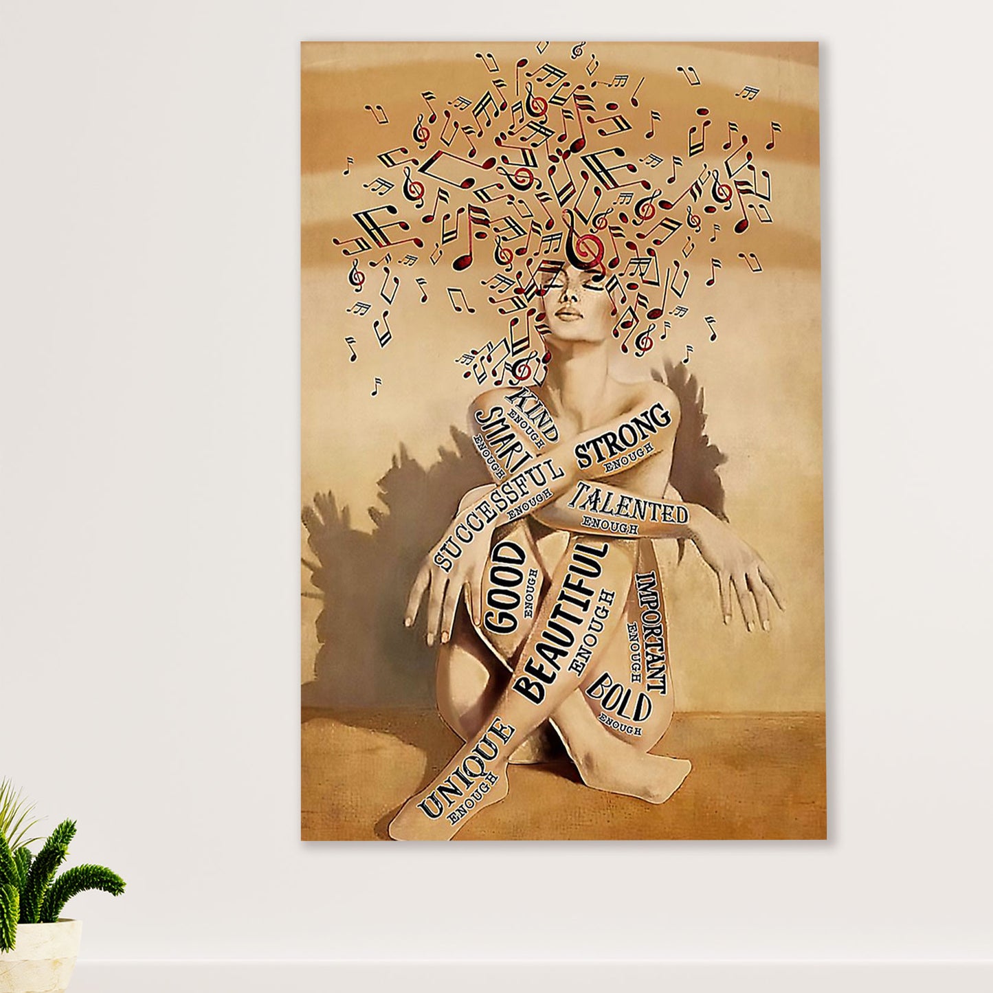 Music Guitar Canvas Wall Art Prints | Strong Girl | Home Décor Gift for Guitarist