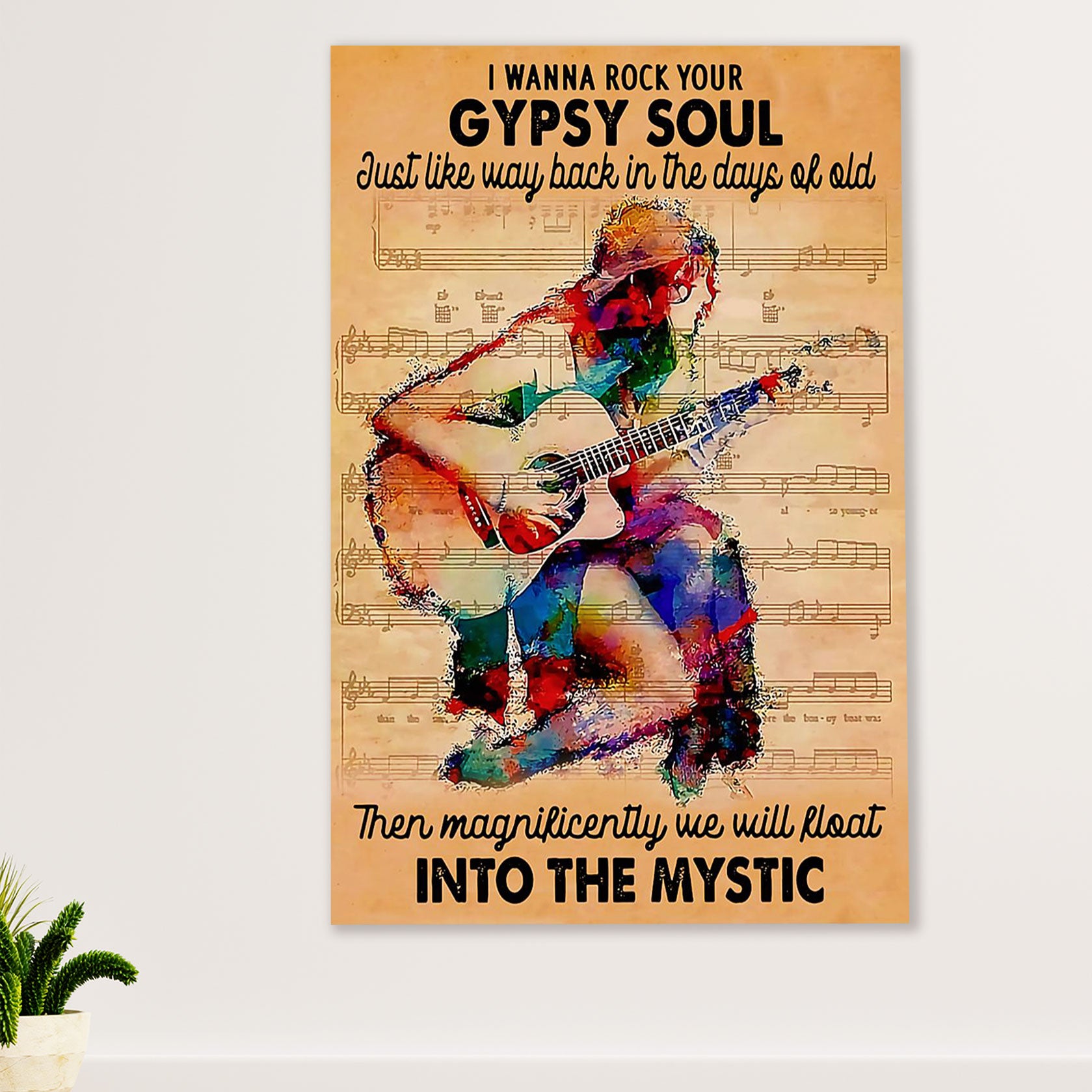 Music Guitar Poster Prints | Gypsy Girl Plays Guitar | Wall Art Gift for Guitarist