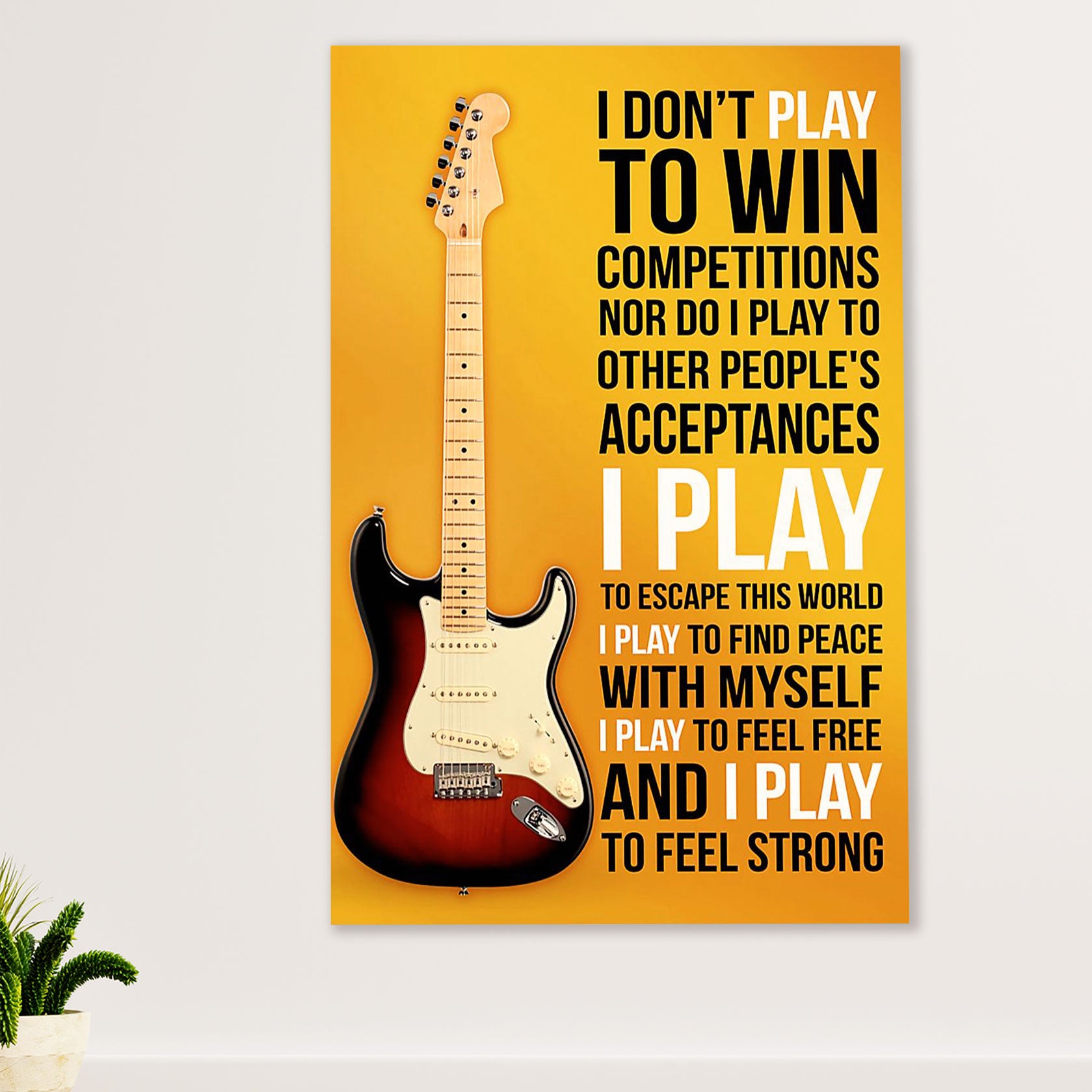 Music Guitar Poster Prints | Motivational Quotes | Wall Art Gift for Guitarist