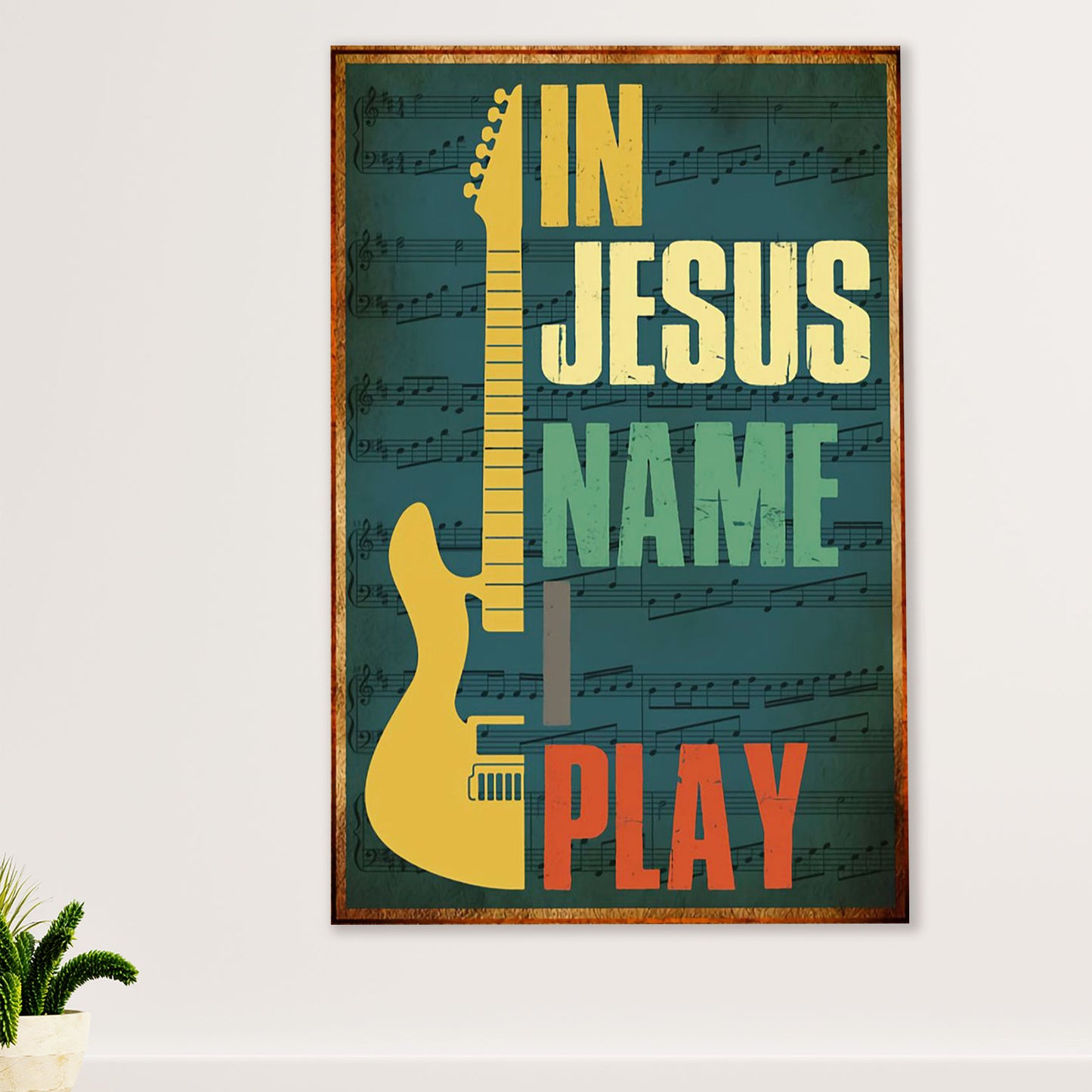 Music Guitar Poster Prints | In Jesus Name | Wall Art Gift for Guitarist