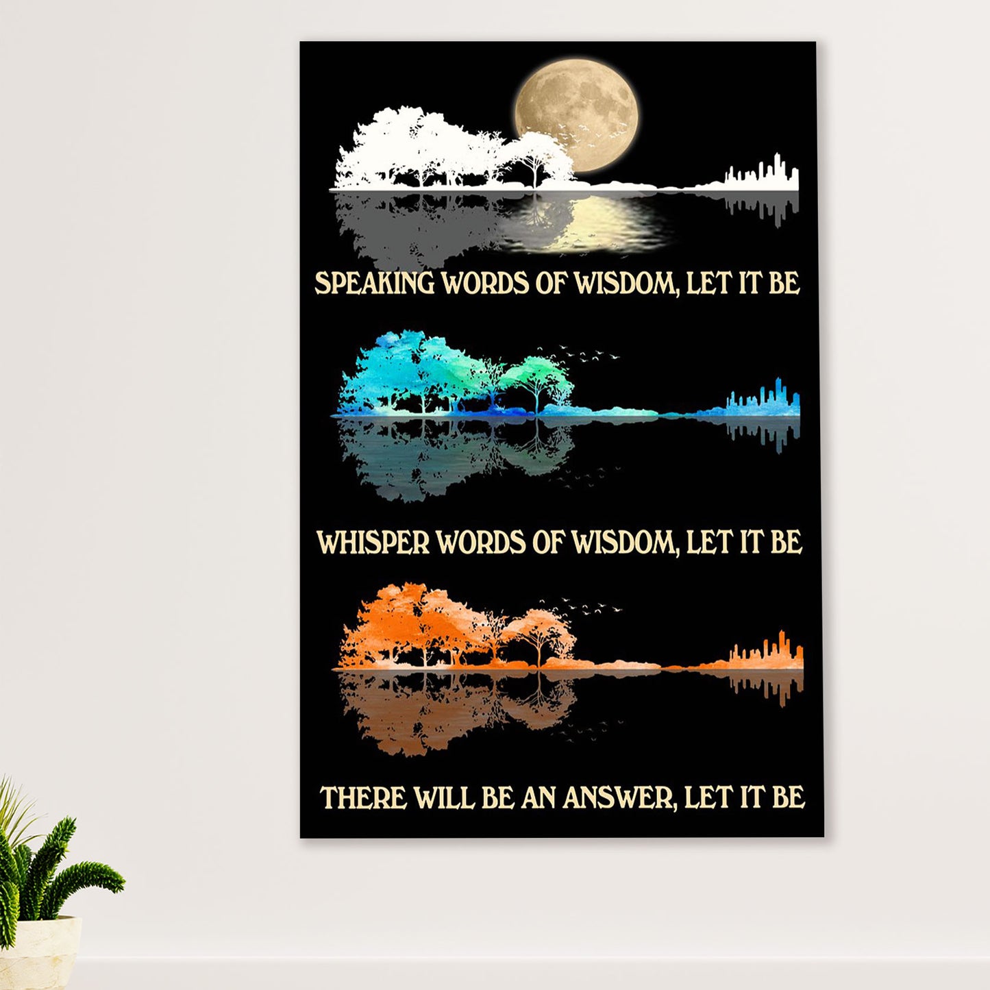 Music Guitar Poster Prints | Guitar Let It Be | Wall Art Gift for Guitarist