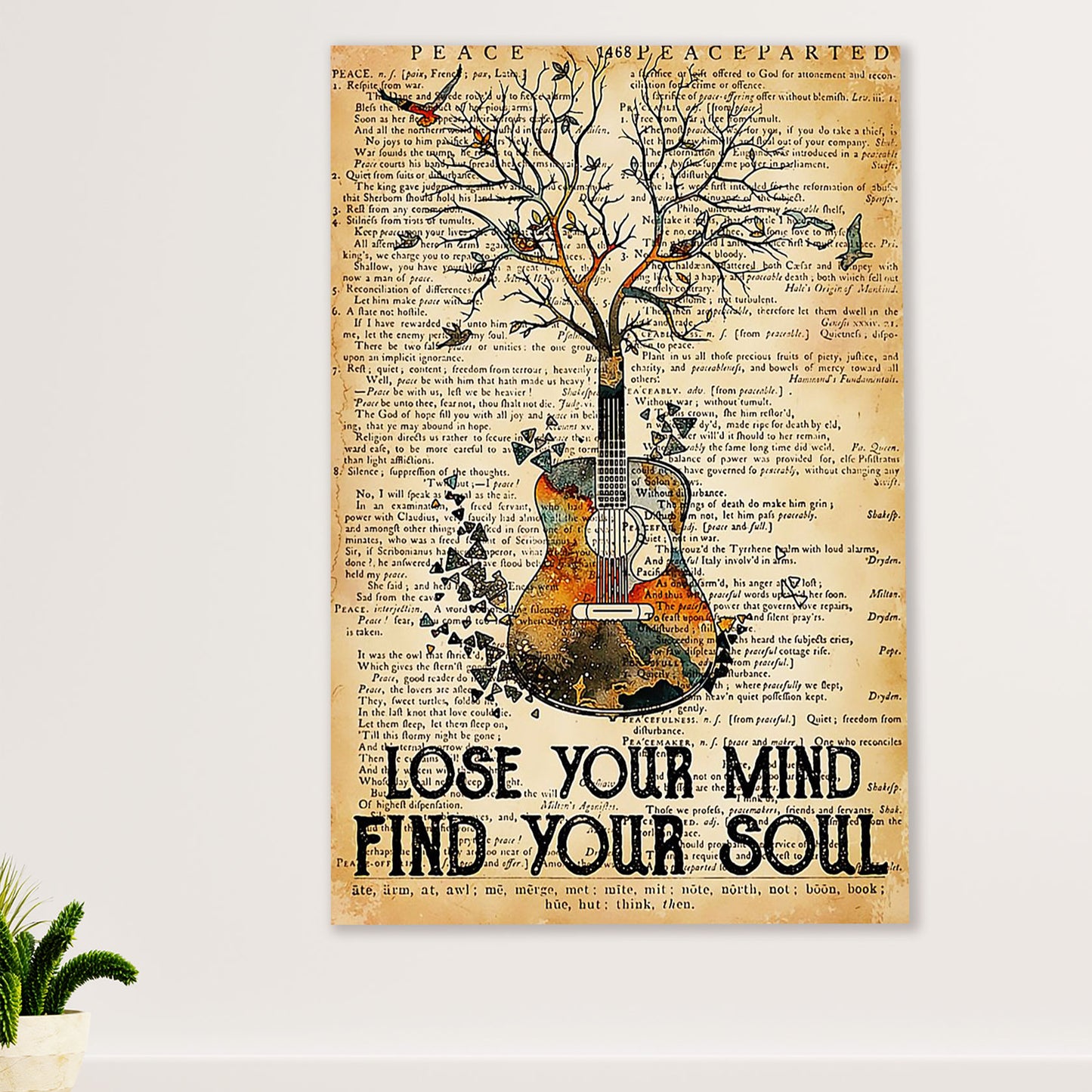 Music Guitar Canvas Wall Art Prints | Lose Your Mind Find Your Soul | Home Décor Gift for Guitarist