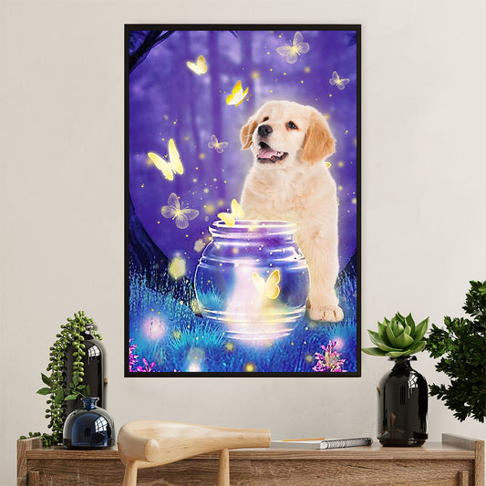 Golden Retriever Canvas Wall Art | Puppies Dog Butterfly | Home Décor Gift for Dog Puppies Lover