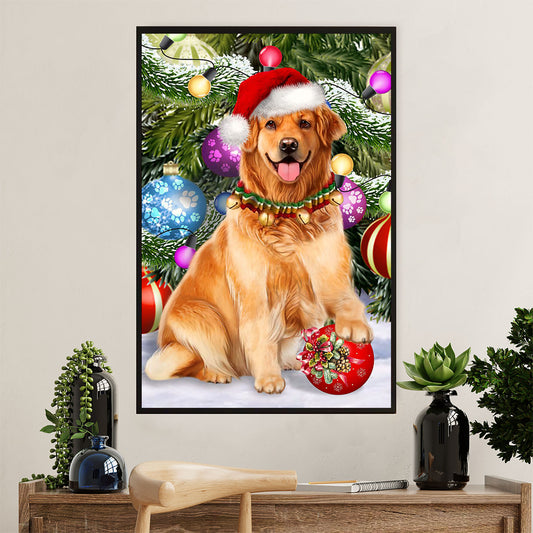 Golden Retriever Canvas Wall Art | Dog Christmas Tree | Home Décor Gift for Dog Puppies Lover