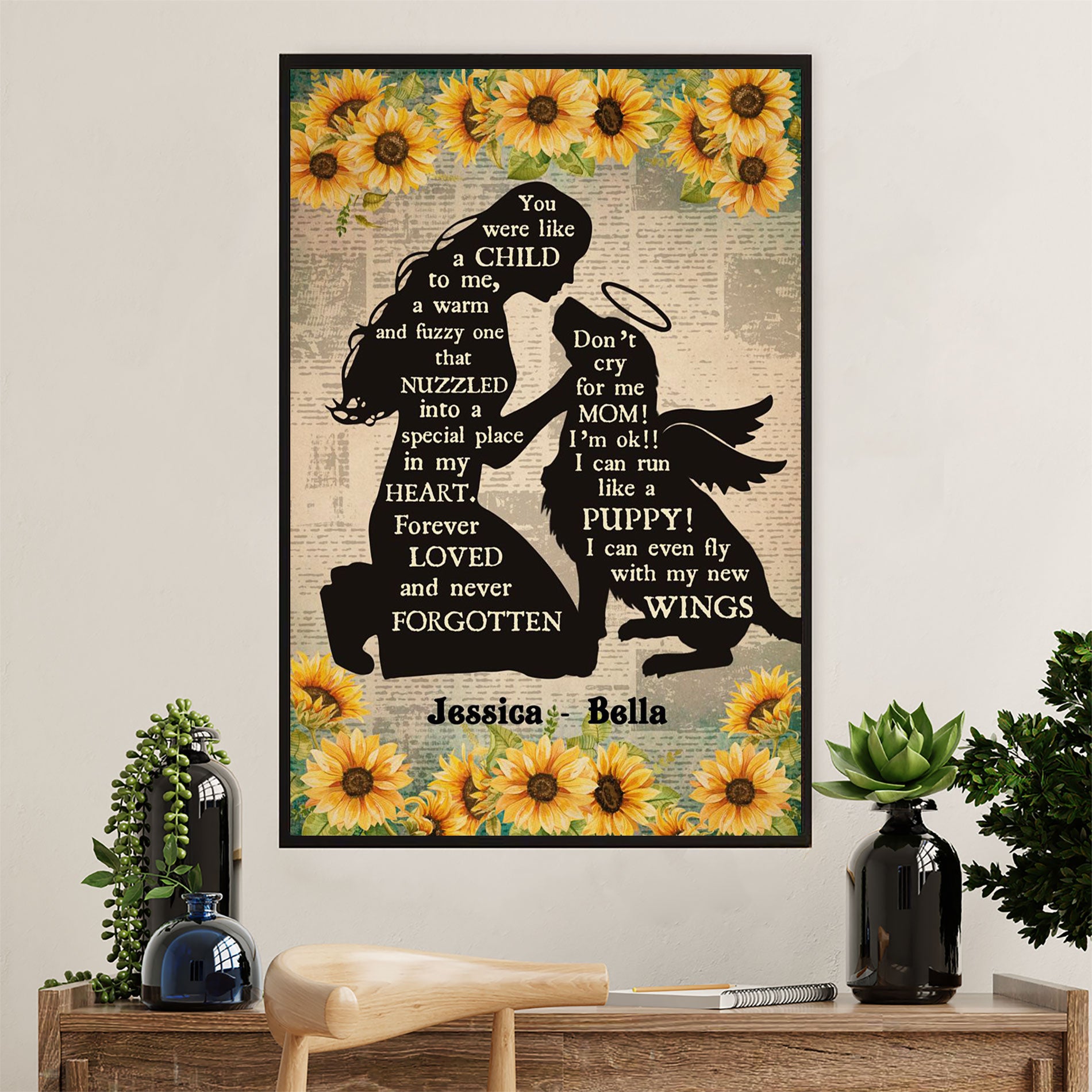 Golden Retriever Canvas Wall Art | Dog Memorial Personalized Name | Home Décor Gift for Dog Puppies Lover