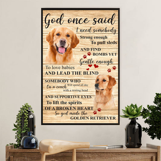 Golden Retriever Canvas Wall Art | God Once Said | Home Décor Gift for Dog Puppies Lover