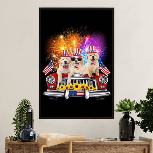 Golden Retriever Canvas Wall Art | Dog Independence Day | Home Décor Gift for Dog Puppies Lover