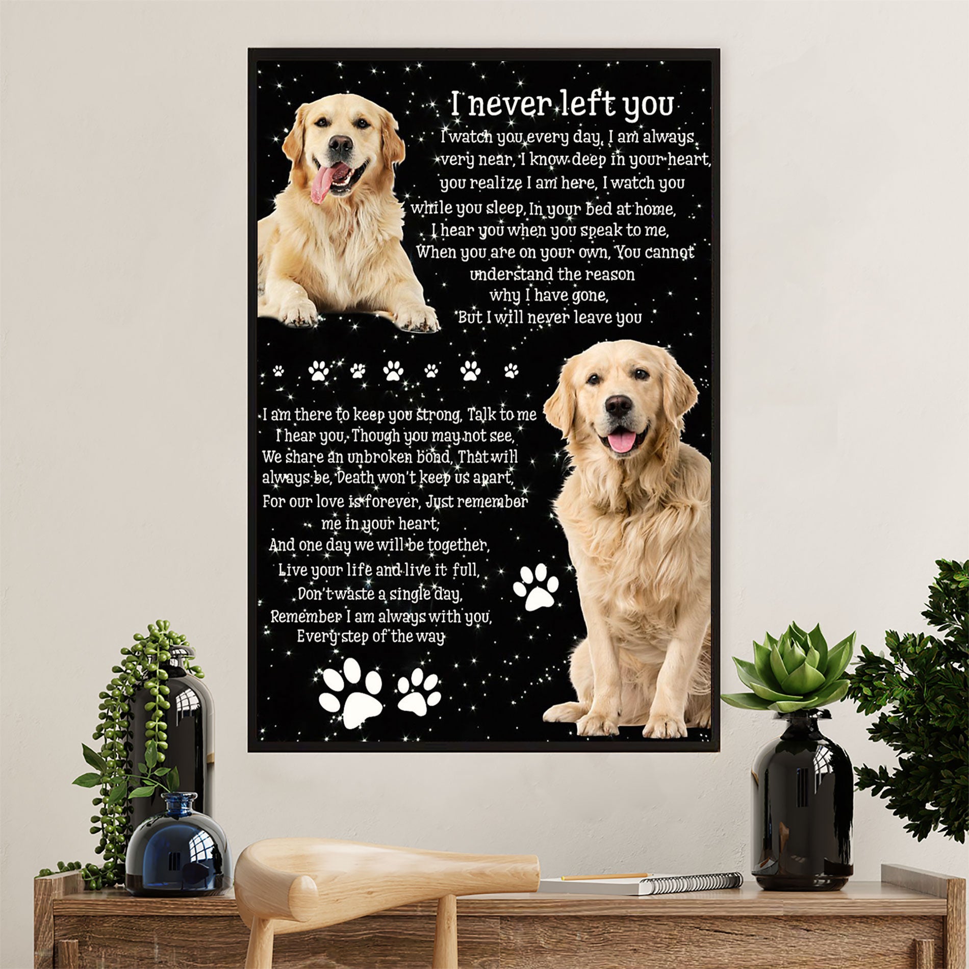 Golden Retriever Canvas Wall Art | I Never Left You | Home Décor Gift for Dog Puppies Lover