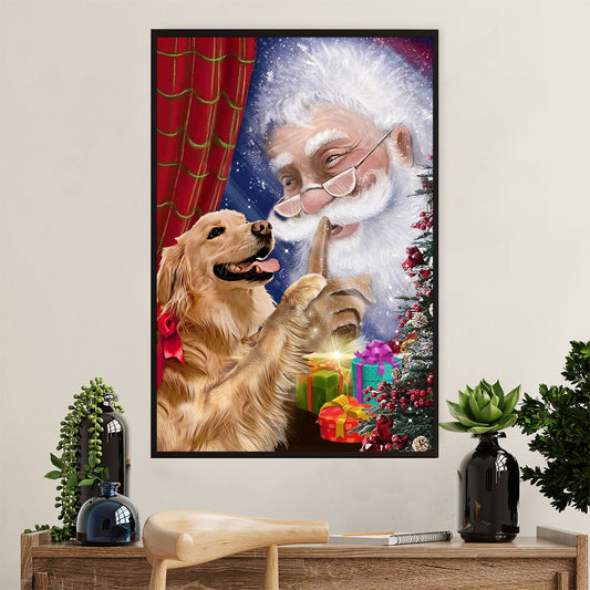 Golden Retriever Canvas Wall Art | Santa Claus Christmas | Home Décor Gift for Dog Puppies Lover