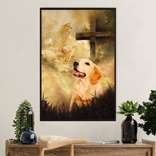 Golden Retriever Canvas Wall Art | Jesus Christ Gives Hand | Home Décor Gift for Dog Puppies Lover