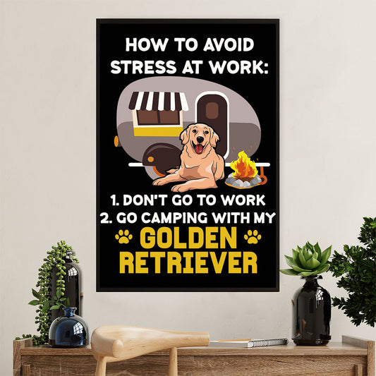 Golden Retriever Canvas Wall Art | Loves Camping & Dog | Home Décor Gift for Dog Puppies Lover