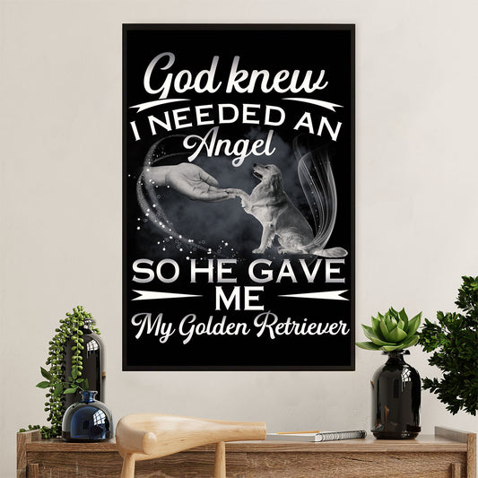 Golden Retriever Canvas Wall Art | He Gave Me An Angel | Home Décor Gift for Dog Puppies Lover