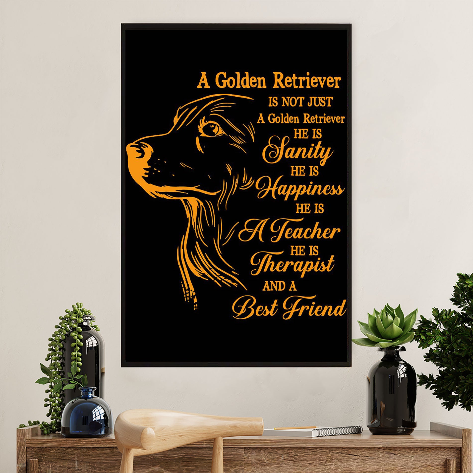 Golden Retriever Canvas Wall Art | Dog Best Friend | Home Décor Gift for Dog Puppies Lover
