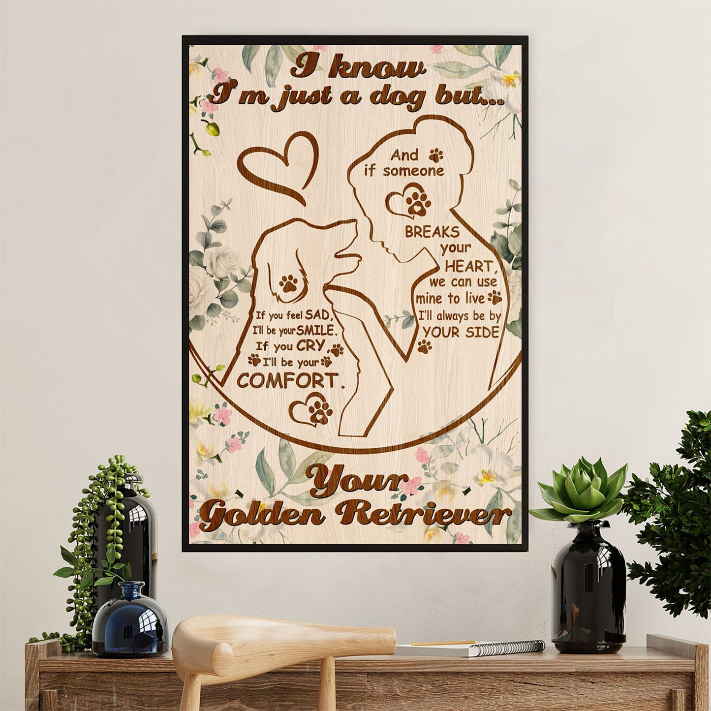 Golden Retriever Canvas Wall Art | Your Golden Retriever | Home Décor Gift for Dog Puppies Lover