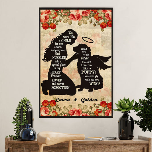 Golden Retriever Canvas Wall Art | Dog Memorial Personalized Name | Home Décor Gift for Dog Puppies Lover