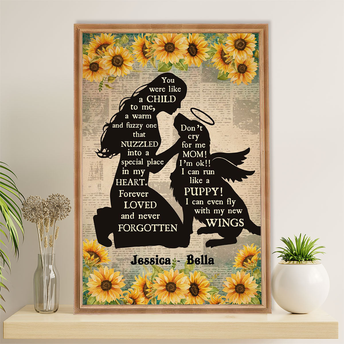 Golden Retriever Canvas Wall Art | Dog Memorial Personalized Name | Home Décor Gift for Dog Puppies Lover