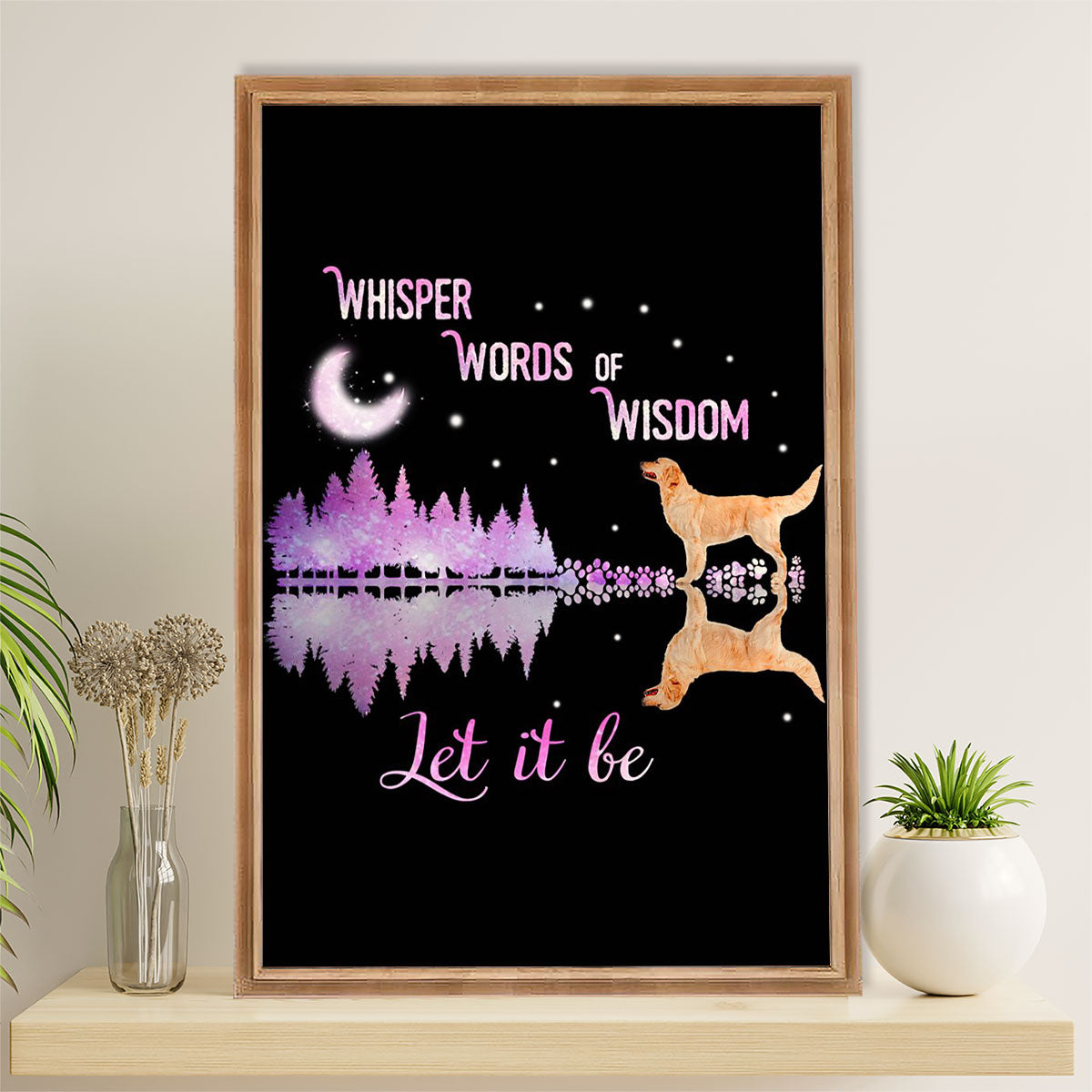 Golden Retriever Canvas Wall Art | Let It Be | Home Décor Gift for Dog Puppies Lover
