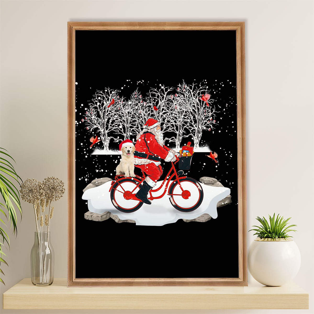 Golden Retriever Poster | Christmas & Dog | Wall Art Gift for Dog Puppies Lover