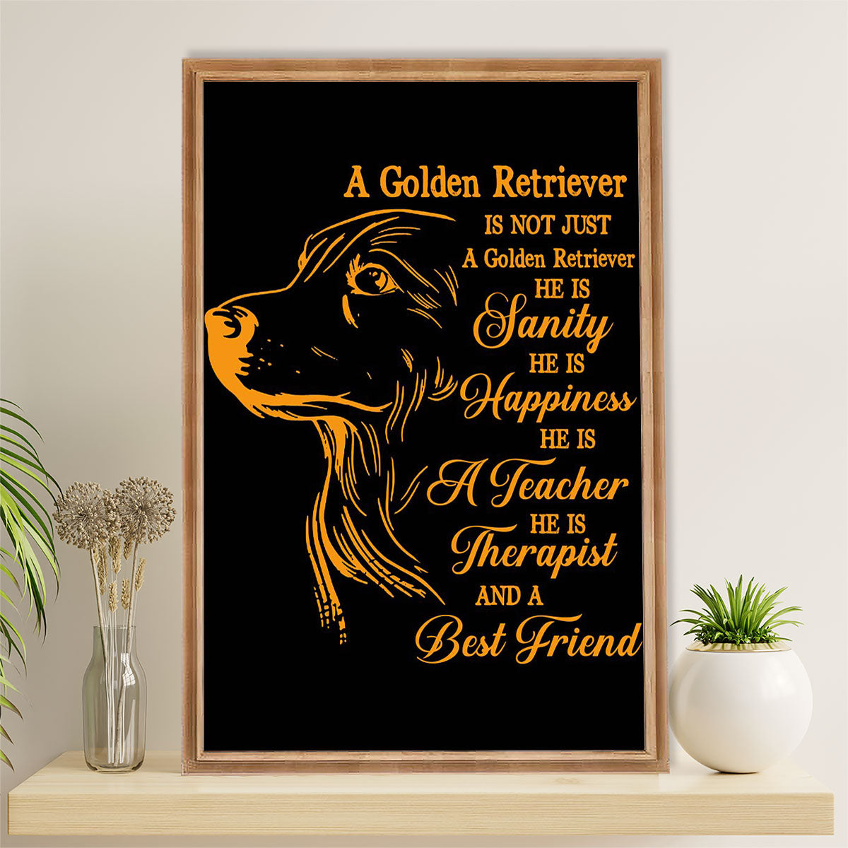 Golden Retriever Canvas Wall Art | Dog Best Friend | Home Décor Gift for Dog Puppies Lover