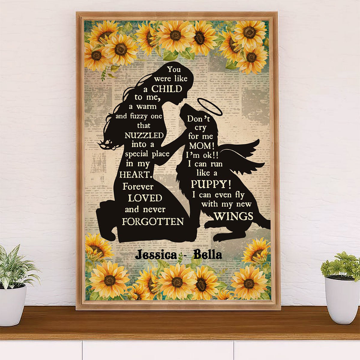 Golden Retriever Canvas Wall Art | Dog Memorial Personalized Name | Home Décor Gift for Dog Puppies Lover