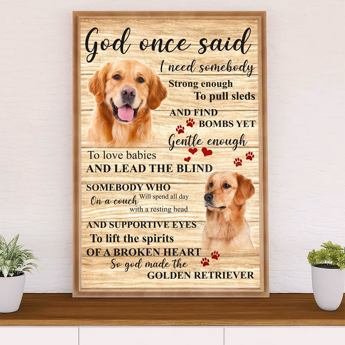 Golden Retriever Canvas Wall Art | God Once Said | Home Décor Gift for Dog Puppies Lover