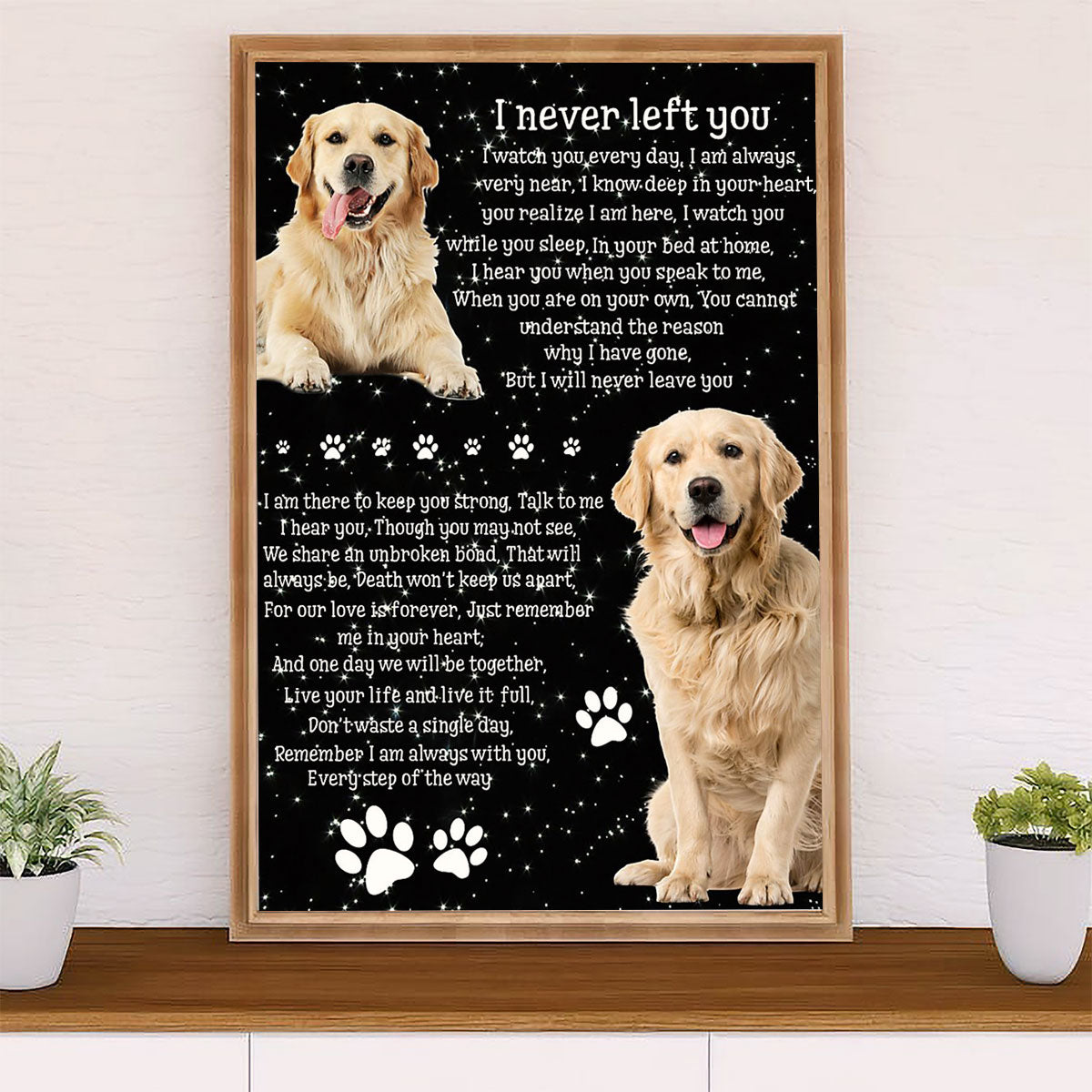 Golden Retriever Canvas Wall Art | I Never Left You | Home Décor Gift for Dog Puppies Lover