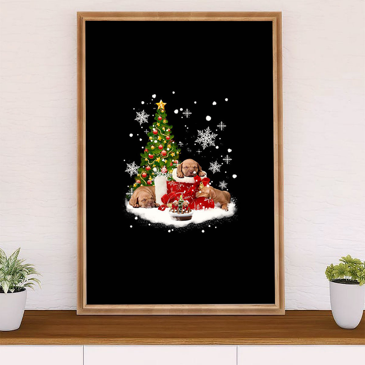 Golden Retriever Canvas Wall Art | Christmas Tree | Home Décor Gift for Dog Puppies Lover