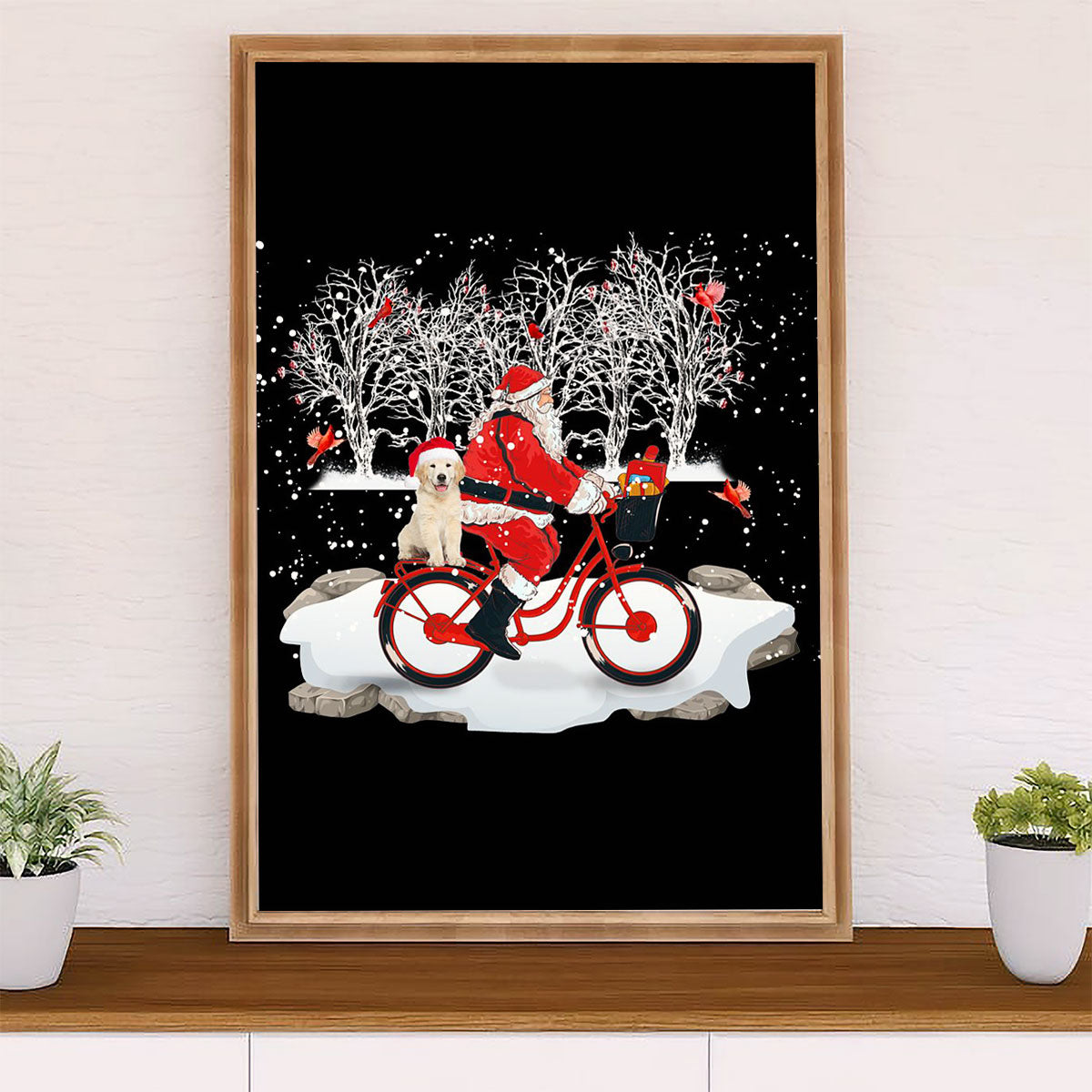Golden Retriever Poster | Christmas & Dog | Wall Art Gift for Dog Puppies Lover