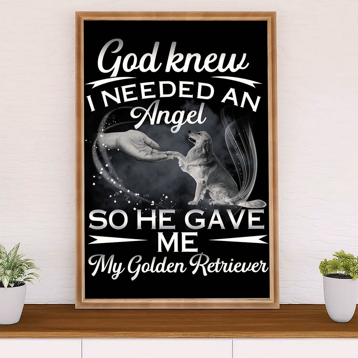Golden Retriever Canvas Wall Art | He Gave Me An Angel | Home Décor Gift for Dog Puppies Lover