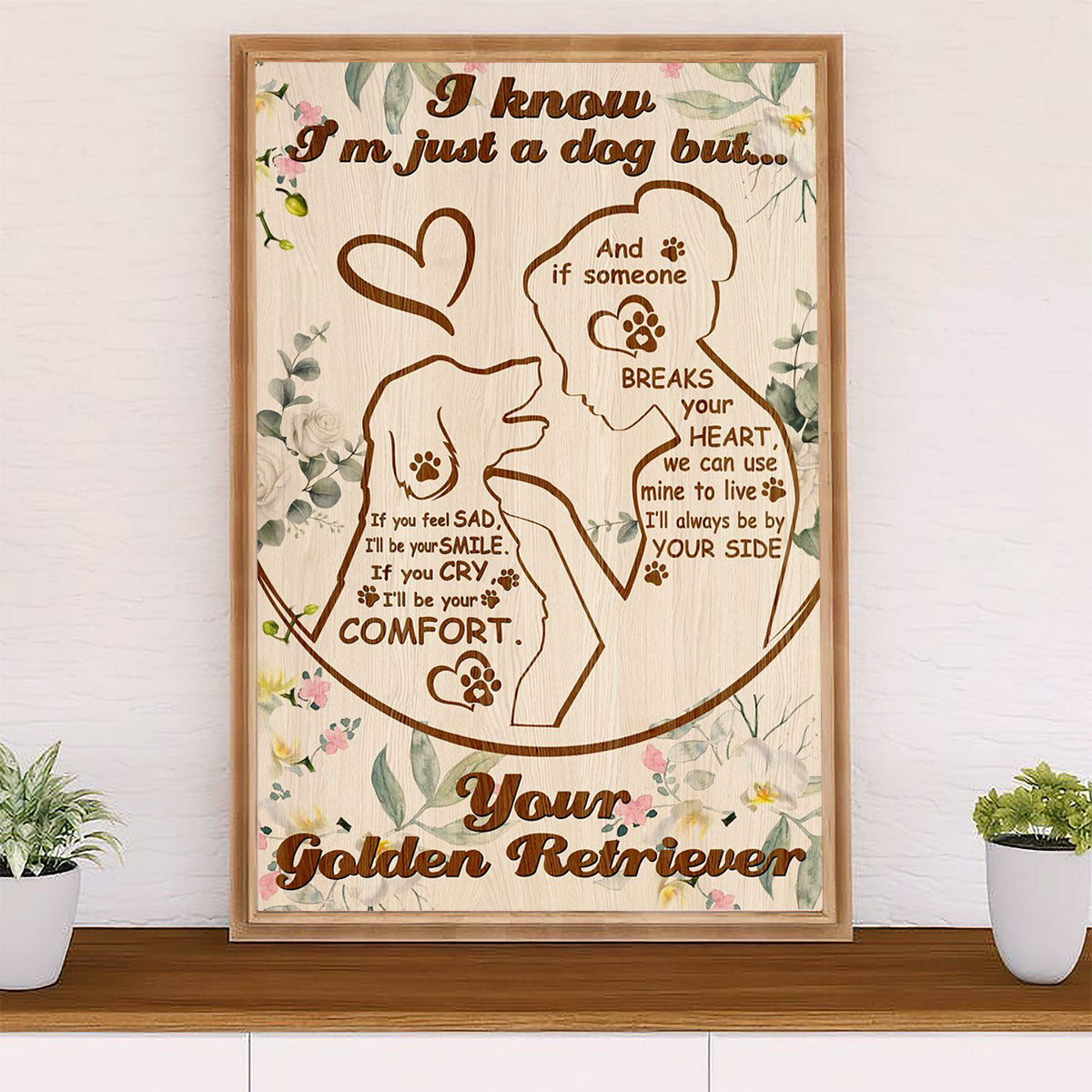 Golden Retriever Canvas Wall Art | Your Golden Retriever | Home Décor Gift for Dog Puppies Lover