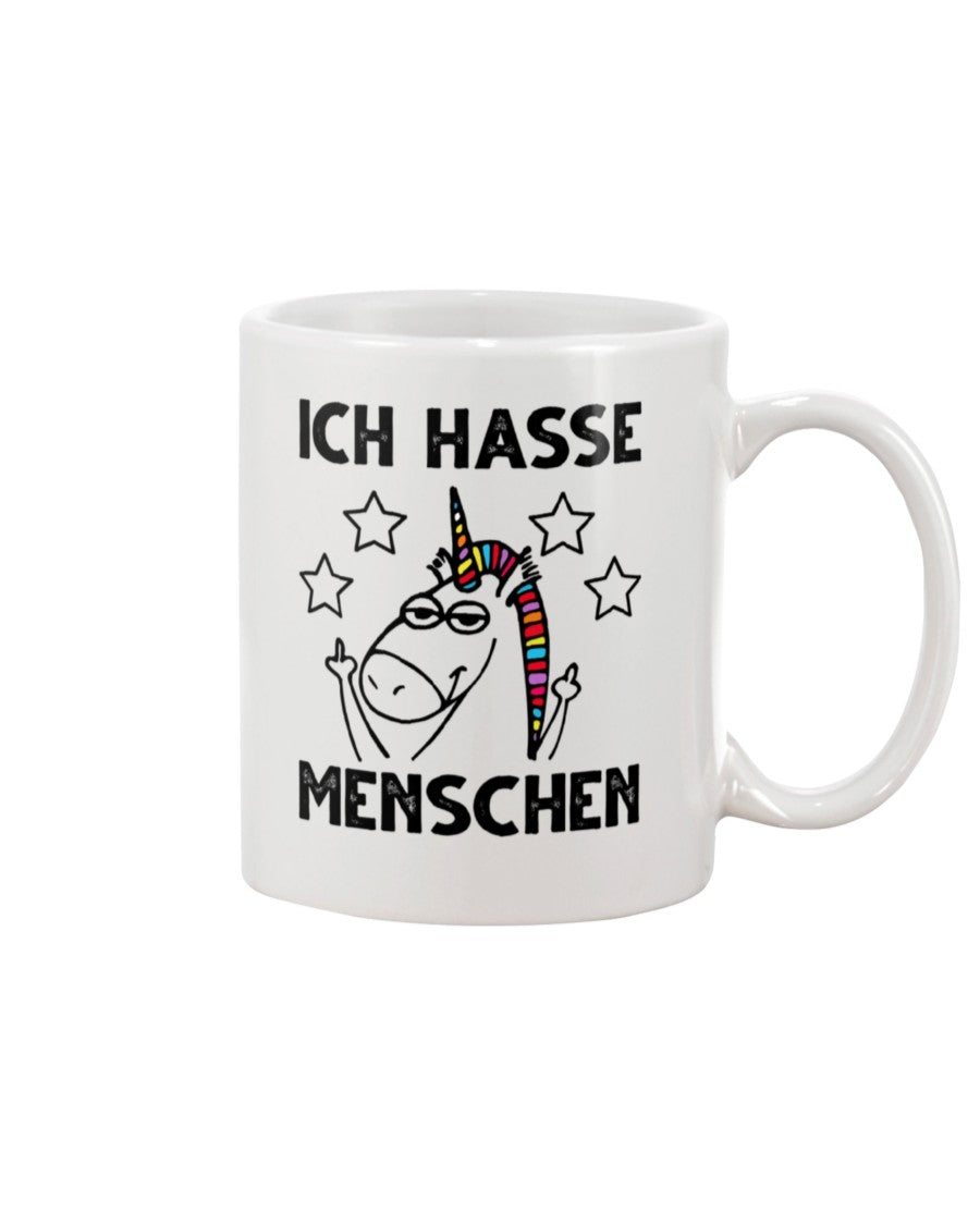 Funny Coffee Mug | Unicorn Ich Hasse | Funny Badass Quotes Drinkware Gift