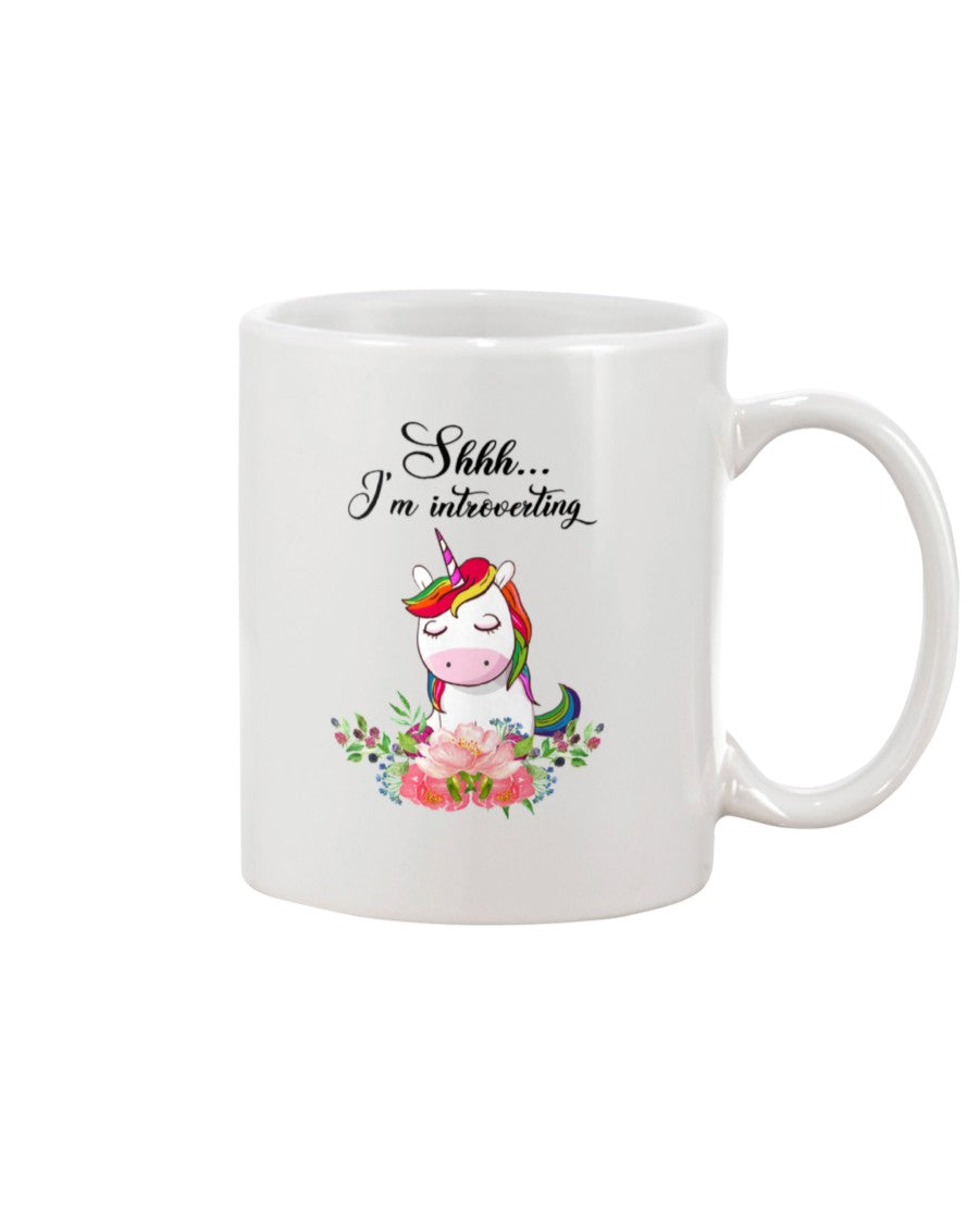 Funny Coffee Mug | Unicorn Girl Introverting | Funny Badass Quotes Drinkware Gift