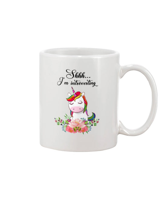 Funny Coffee Mug | Unicorn Girl Introverting | Funny Badass Quotes Drinkware Gift