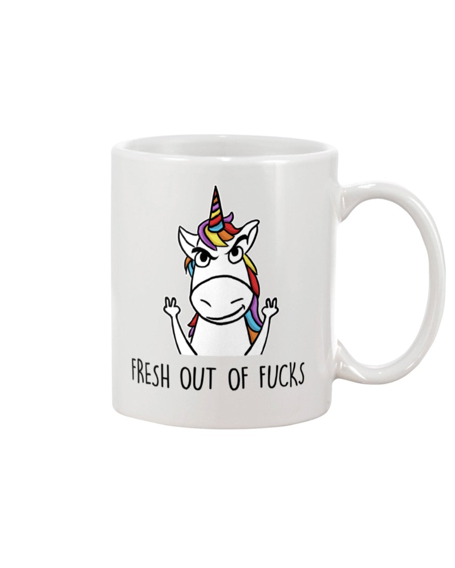 Funny Coffee Mug | Unicorn Fresh Out Of Fks | Funny Badass Quotes Drinkware Gift