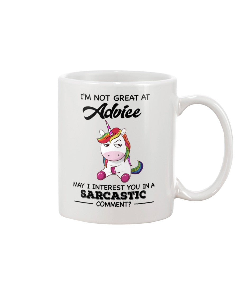 Funny Coffee Mug | Unicorn I'm Not Great At Advice | Funny Badass Quotes Drinkware Gift