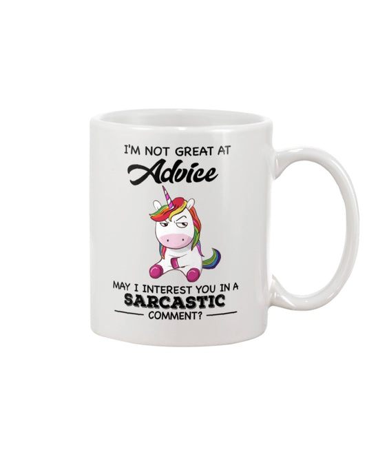 Funny Coffee Mug | Unicorn I'm Not Great At Advice | Funny Badass Quotes Drinkware Gift