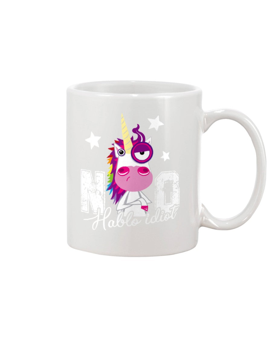Funny Coffee Mug | Unicorn Hablo Idiot | Funny Badass Quotes Drinkware Gift