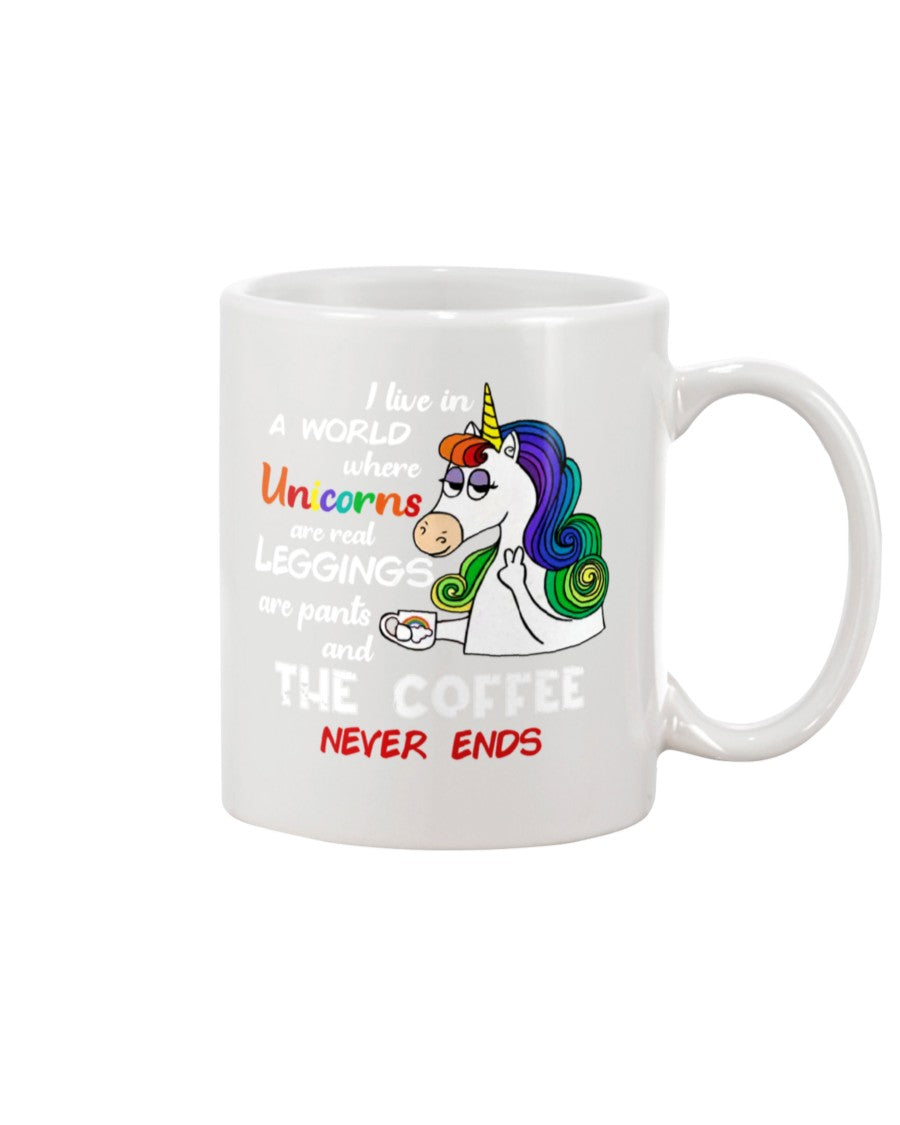 Funny Coffee Mug | Unicorn Coffee Never Ends | Funny Badass Quotes Drinkware Gift