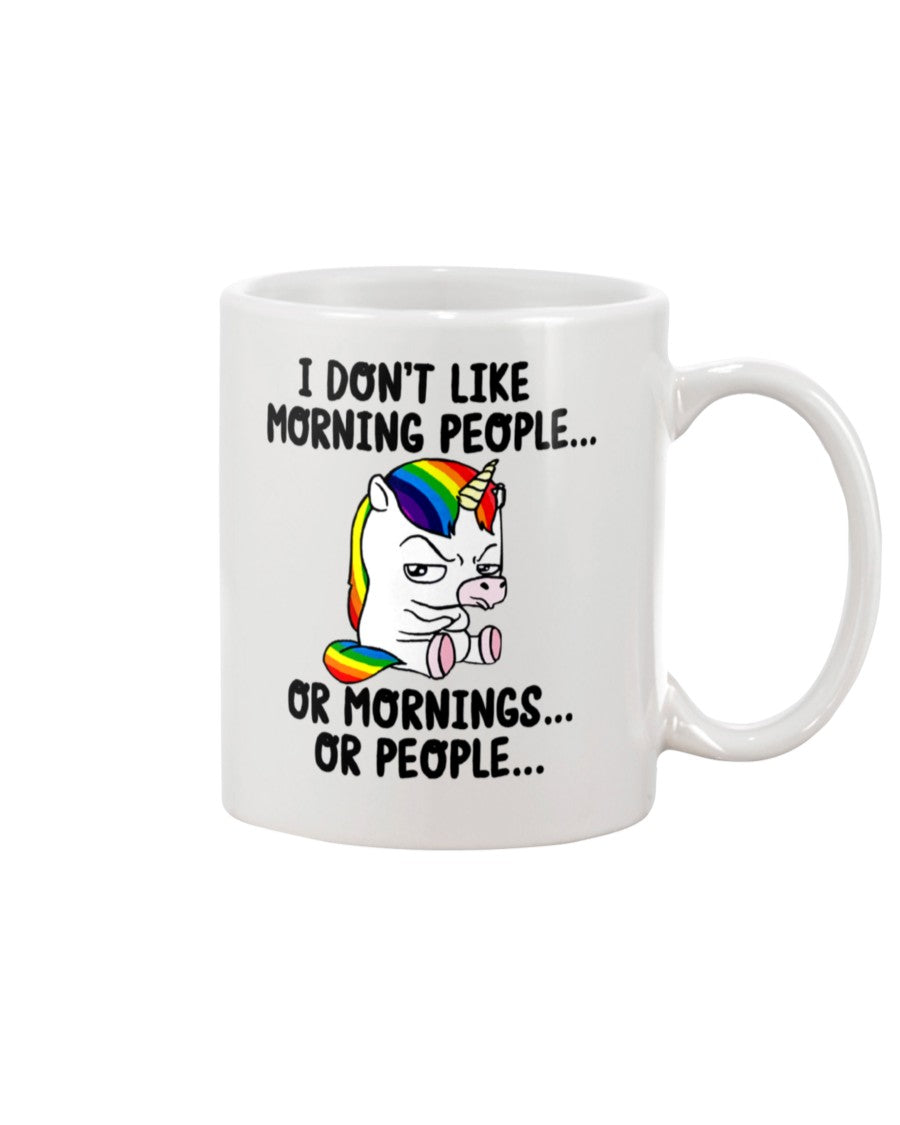 Funny Coffee Mug | Unicorn Don't Like Mornings & People | Funny Badass Quotes Drinkware Gift