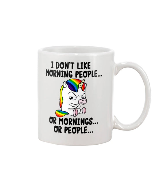 Funny Coffee Mug | Unicorn Don't Like Mornings & People | Funny Badass Quotes Drinkware Gift
