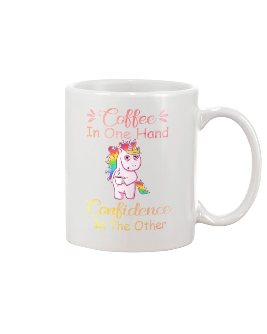 Funny Coffee Mug | Unicorn Coffee In One Hand | Funny Badass Quotes Drinkware Gift