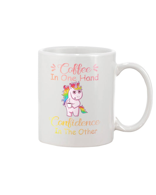 Funny Coffee Mug | Unicorn Coffee In One Hand | Funny Badass Quotes Drinkware Gift